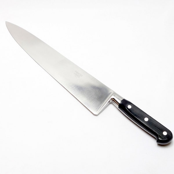 1950's Sabatier France for Hoffritz Hand Forged High Carbon Stainless Full Tapered Tang Ebony Scales 17" Chefs Knife Lobster Splitter