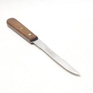Vintage Robinson Knife Co. USA Semi Serrated Stainless Fish Scaling Rosewood Handle Utility Processing Knife With Sheath