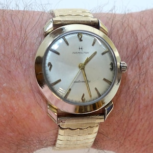 1960&#39;s Hamilton 10K Yellow GF Fancy Lugs 17 Jewel Grade 689A Automatic Gents Swiss Dress Watch Serviced