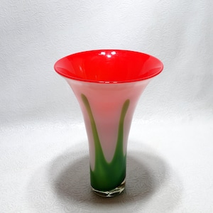 Vintage Hand Blown Flared Mouth Cased Glass Art Glass Flower Vase