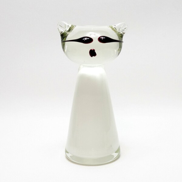 Vintage Kumela Art Glass Cat Paperweight by Armando Jacobino