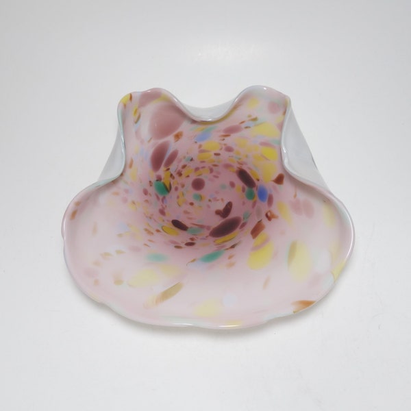 Vintage Fratelli Toso Murano Free Form Confetti Bowl, Murano Multi Colored Glass Bowl, Pink Glass Bowl, Murano Glass Bowl, Murano Art Glass