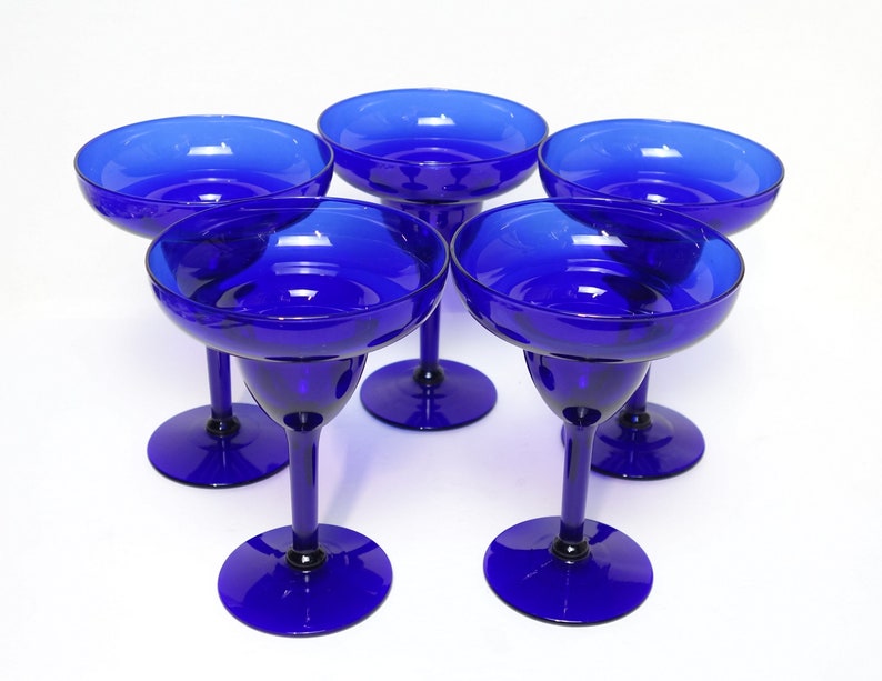 Vintage Cobalt Blue 7 Oz. Martini Margarita Daiquiri Glasses Etsy