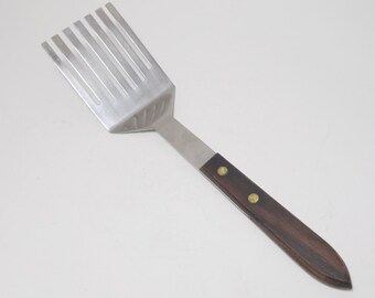 Vintage Japan Forked Slotted Short Handle Spatula, Japan 7 Prong Spatula, Japan Slotted Spatula, Japan Short Handle Flipper, Japan Turner