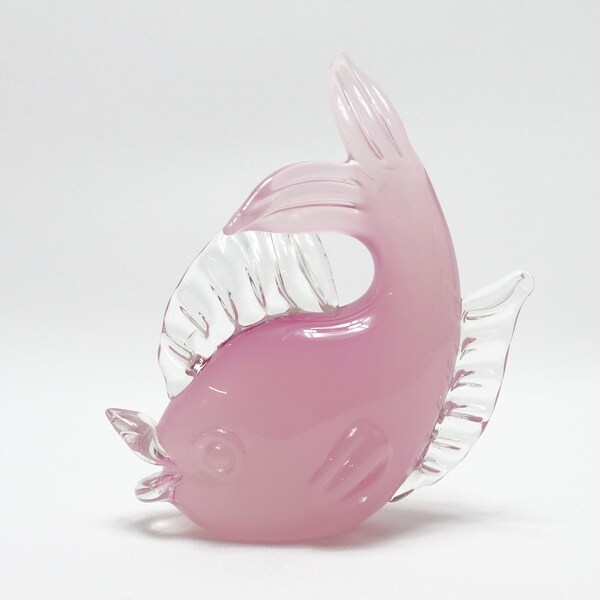 1950 Murano Archimede Seguso Rosa Opalino Mano Soffiato Arte Vetro Scultura Pesce Fermacarte Incontaminato