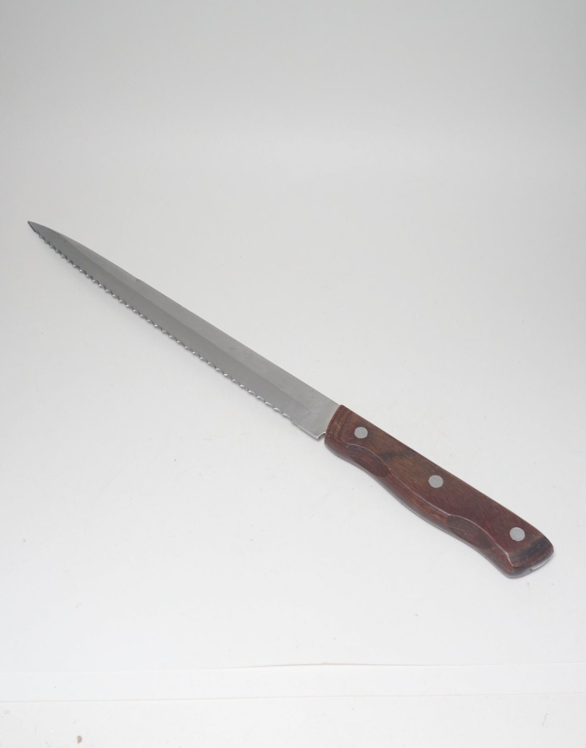 Mid Century Full Tang Serrated Carving Knife Serrated Long Etsy