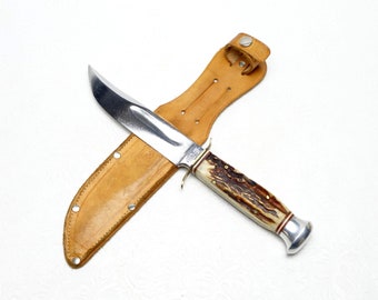 1950's Ideal Products Inc. Solingen Germany Handmade Sambar Stag Handle  Bird Trout and Small Game Hunting Knife & Original Sheath -  Canada