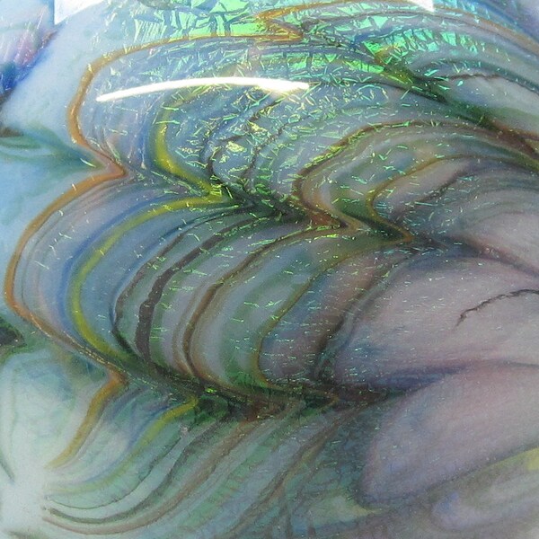 Vintage OOAK Lundberg Studios 1.92" Inch Abstract Dichroic Rainbow Signed Contemporary Art Glass Marble Lundberg Studios Art Glass