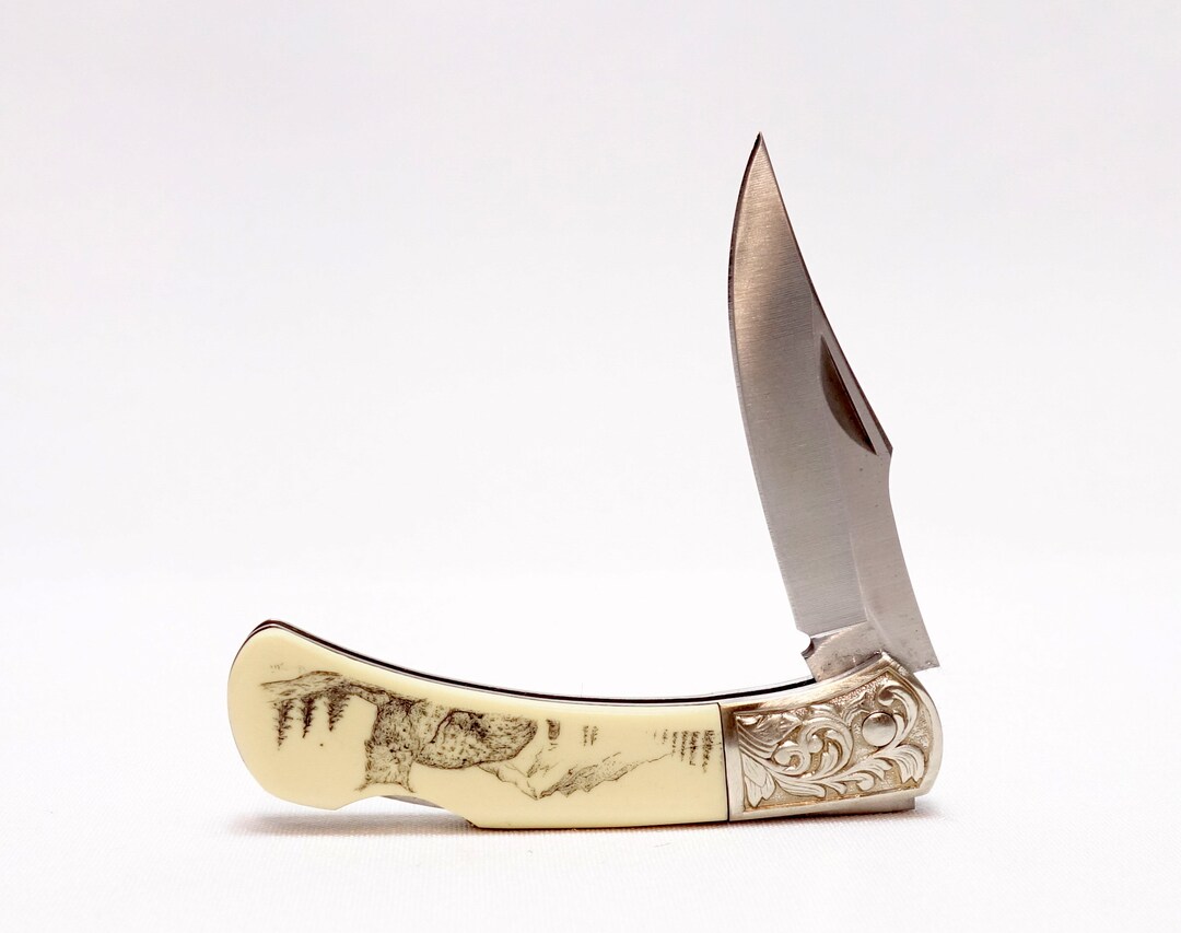 Vintage NOS Gutmann Cutlery Co. Scrimshaw Series Lynx G. Sakai Etsy