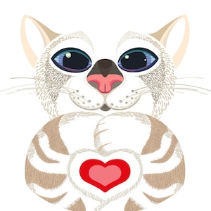 Printable Siamese Tabby Cat Card, Valentine&#39;s Day, Instant download greeting, Love, Be Mine, Cat, Lynx Point Siamese, Romance Cards