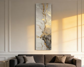 Weißgold-Crackle-Malerei, Vertikale Dekoration, Wohnzimmerkunst, Bold Gold Line