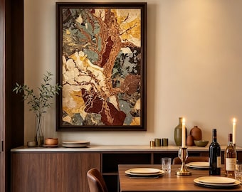 Original textured oil painting: tree of life, Wabi sabi abstract earth tone tree painting, Living room art, Customizable