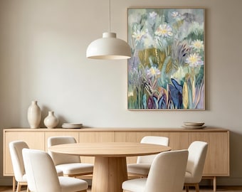 Original oil painting in an impasto floral style, Suitable for a variety of home decor styles ,Rectangular art