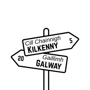 Custom Irish Road Sign Print – White Background, Personalized Location Wall Art, Ireland Home Decor Gift
