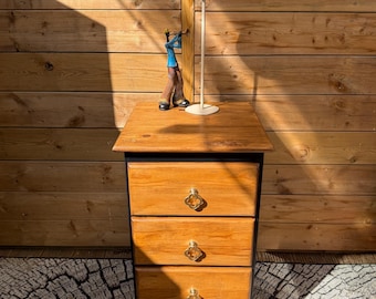 Little Black & Tan - Small single 3 drawer cabinet