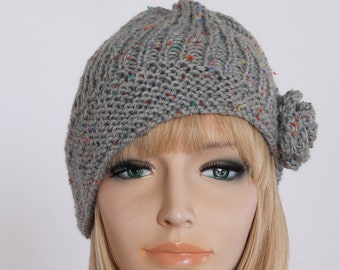 Winter Beanie Knitted Hats Gray Knit Hat Women Knitted Hat Beret and Hat Gray Beret Knit Hat Beanie Women Hat Caps and Beanies Winter Cap