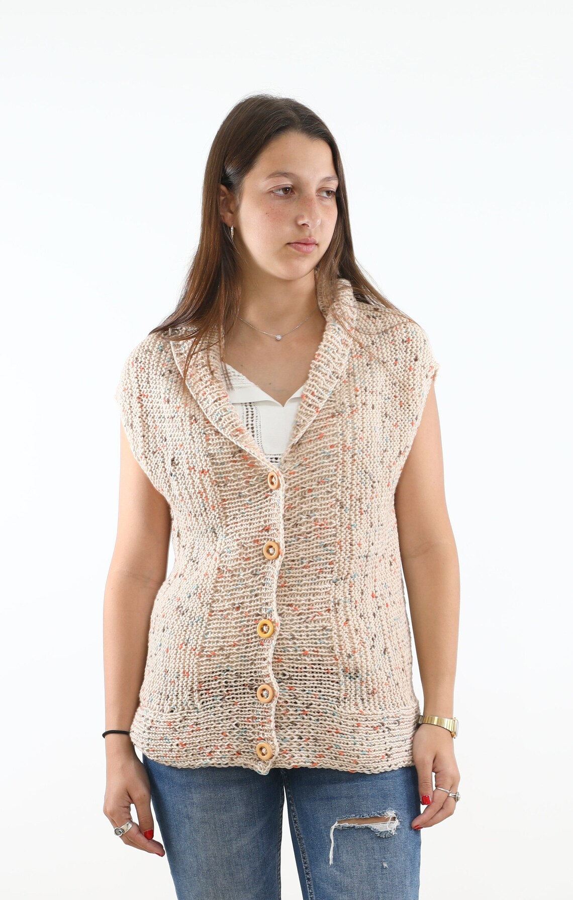 Multicolor Bolero Women sweater Knit Sweater Knitted Vest Etsy