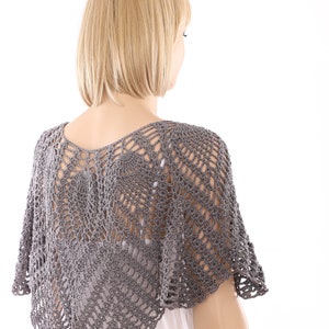 Crochet Cowl Woman&#39;s Scarf   Capelet Wrap Shawl Gray Capelet Shoulder Knitted Shawl neck warmer
