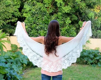 Off-White Shawl Spring Hand Knit Shawl Knitted Lace Shawl Wraparound Shawl Wedding Accessories Evening Lace Shawl Ivory Wraps Shawl