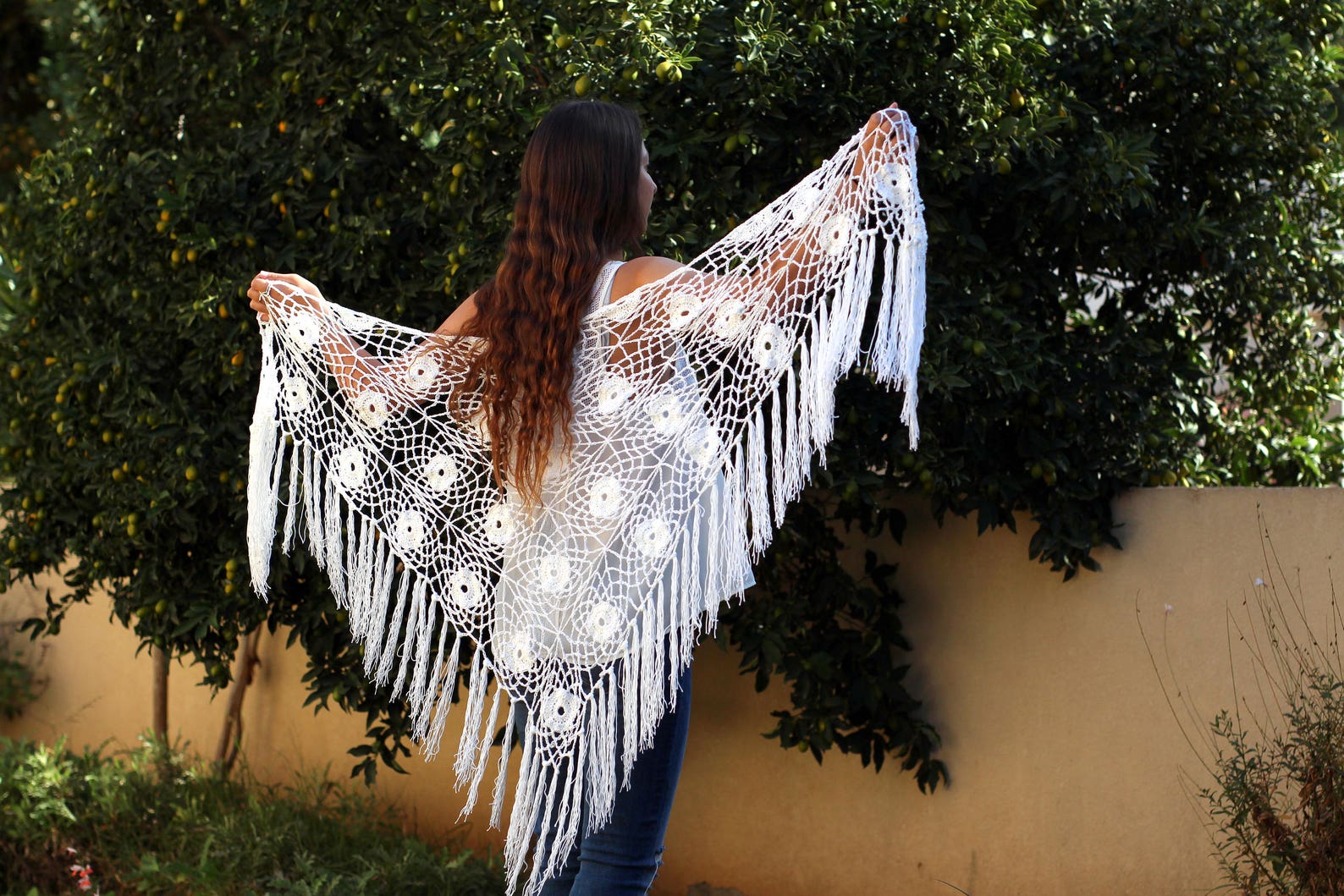 shawl off white