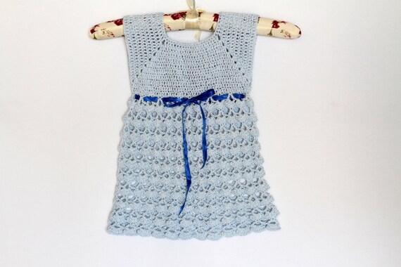 light blue crochet dress