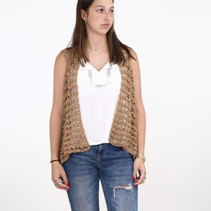 Mustard vest Lacy hippie vest Lace vest Beach wear Woman vest sweater Lacy hippie vest