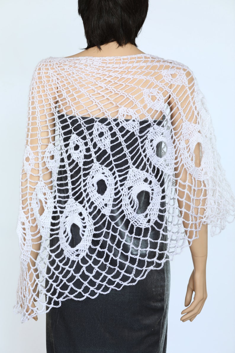 White Lace Shawl Wedding Wrap White Shawl Crocheted Shawl - Etsy