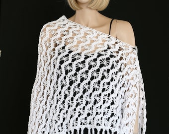 White Shawl White Wraps Shawl Crochet Lace Shawl lace  knit shawl scarf Hand knit Clothing Wedding Shawl Wrap
