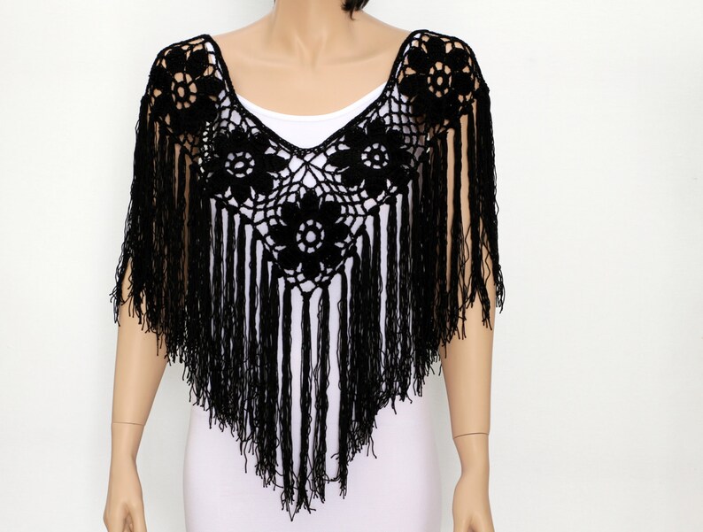 Black Shawl Crocheted Shawl Wedding Wrap Wedding shawls Etsy