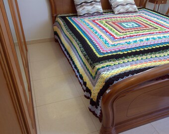 Hand Crocheted Blanket Double bed Blanket Bed Cover Throw Blanket Crochet Bedspread Wedding Gift Knit Blanket Handmade Home Decor