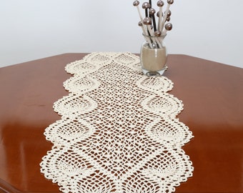 Cream Off-White Table Cloth Table Decoration Center Piece Lace Table Runner Home Décor Cream Crochet Table Runner Cotton Table Runner