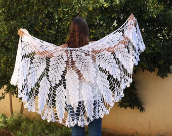 White shawl Lace Crochet shawl Wedding shawl Wraps shawls Large Shawll crocheted shawl