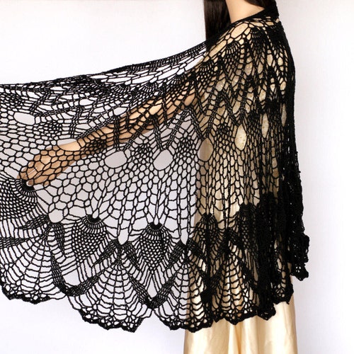 Black Wraps Shawl Crochet Scarf Evening Wrap Evening Shawl - Etsy