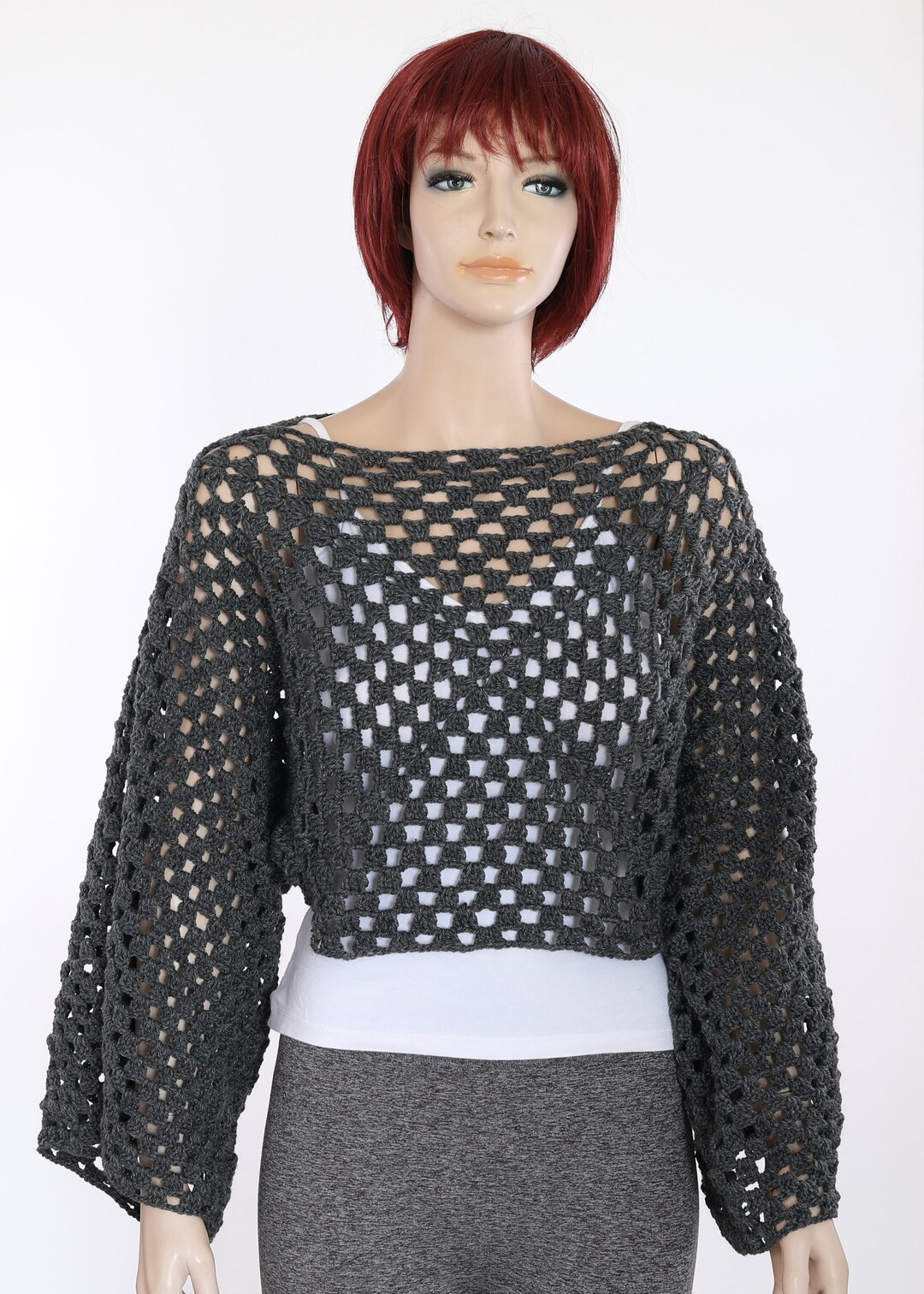 Crochet Cropped Shrug Crochet Bolero Shrug Top Long Sleeve Bulky Bolero