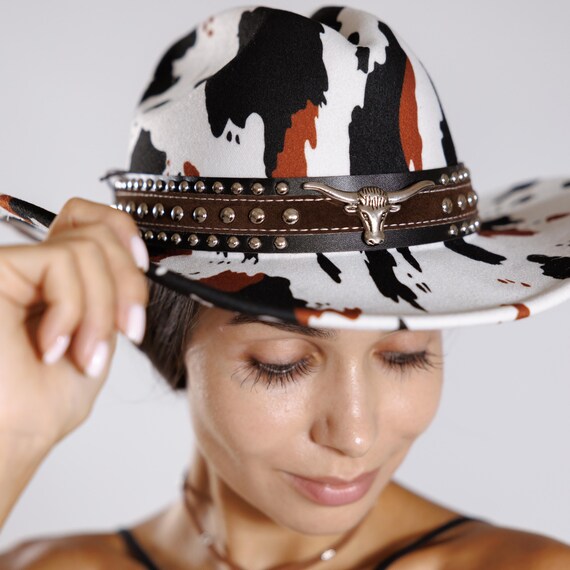 Women’s Western Bullhead Hat Wholesale Studded Western Bull Head Strap Cowboy Hat for  main image 2