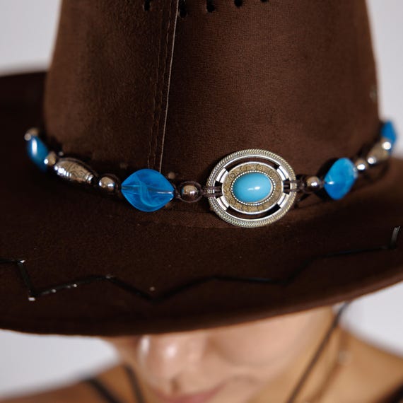 Gemstone Cowboy Hat Band, Blue Crystal Hat Band, Hat Band  display picture 3