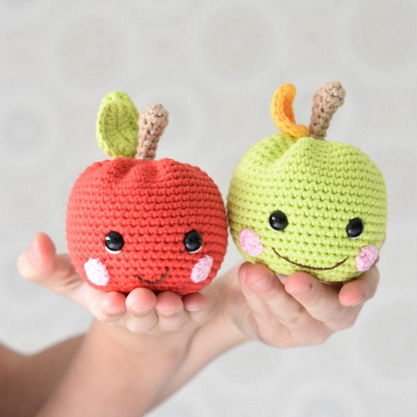 Amigurumi pattern - Happy apple rattle - crochet baby rattle, printable pdf, tutorial, DIY