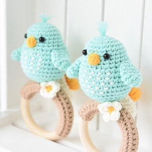 PATTERN - Amigurumi bird rattle - amigurumi pattern, crochet pattern, baby rattle, crochet rattle, DIY, 5 languages