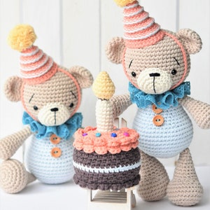 Amigurumi bear pattern Birthday bear and yummy cake crochet pattern, pdf tutorial, lilleliis design, DIY image 2