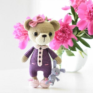 Amigurumi sleepy bear pattern Sleepy Ida and Itsy-bitsy bunny crochet bear pattern, printable pdf, DIY image 7