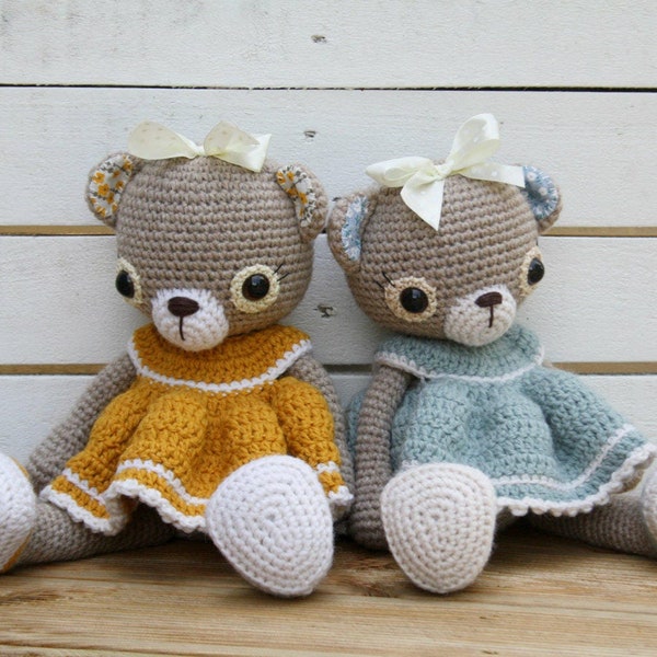 PATTERN - Doris the old-fashioned teddy bear - amigurumi pattern, crochet pattern, teddy bear pattern, crochet teddy bear, DIY, 3 languages