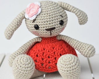 Amigurumi bunny doll - Miss Bunny - crochet pattern, dress tutorial, printable pdf, DIY