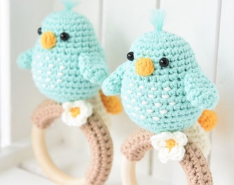 PATTERN - Amigurumi bird rattle - amigurumi pattern, crochet pattern, baby rattle, crochet rattle, DIY, 5 languages