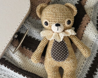 Amigurumi pattern bear - Treasure the Teddy - classical one piece, printable pdf, crochet tutorial, DIY