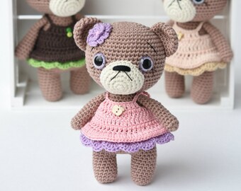 PATTERN - Cupcake dress teddy girl - amigurumi pattern, crochet pattern, teddy bear pattern, crochet teddy bear, DIY, 3 languages