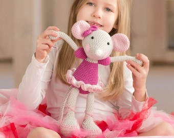 PATTERN - Ballerina-Mouse - crochet pattern, amigurumi pattern, crochet mouse, ballerina doll, crochet ballerina, DIY, 5 languages