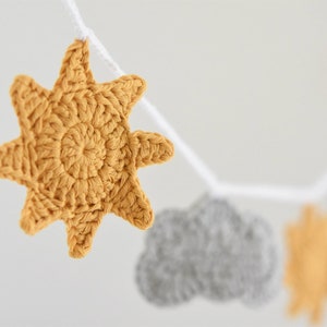 Crochet Sun And Cloud Motif Garland Pattern For Baby DIY Cute Home Decor Nursery Room Crochet Applique Downloadable Tutorial image 5