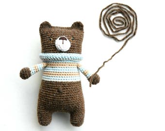 Amigurumi bear pattern - Lazybones bear - crochet teddy bear toy, printable pdf, tutorial, DIY