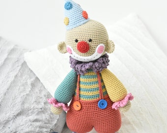 Amigurumi clown pattern - Chatterbox the Clown - crochet clown doll, printable pdf, lilleliis design, DIY