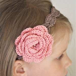 PATTERN Crochet rose headband crochet pattern, pdf pattern, crochet headband, crochet rose, rose headband, crochet accessories, DIY image 1